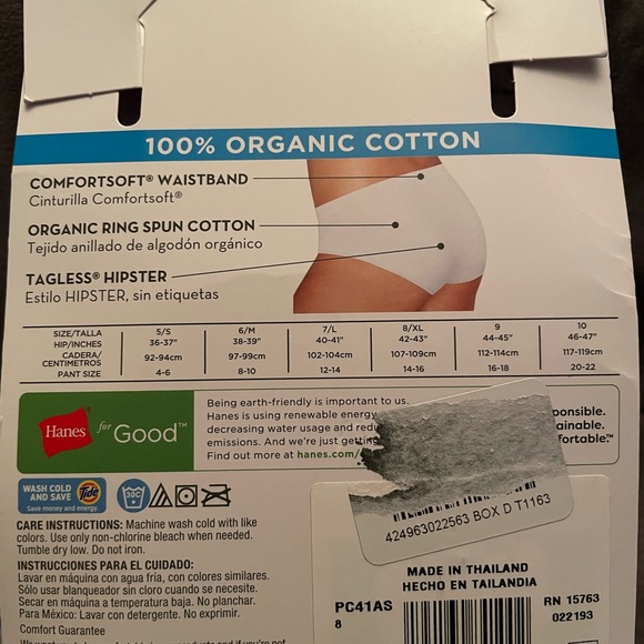 Hanes Pure Comfort Lot De 6 Slips Femme - Assortis, 100% Coton Bio - Doux, Sans Étiquette, Taille 9